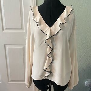 Loft Cream Ruffle Blouse